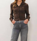 Lucy Paris - Beaded Button Down Top