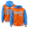 Custom Orange Powder Blue Raglan Sleeves Varsity Full-Snap Letterman Two Tone Jacket Hoodie