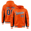 Custom Orange Navy Color Block Varsity Full-Snap Letterman Jacket Hoodie