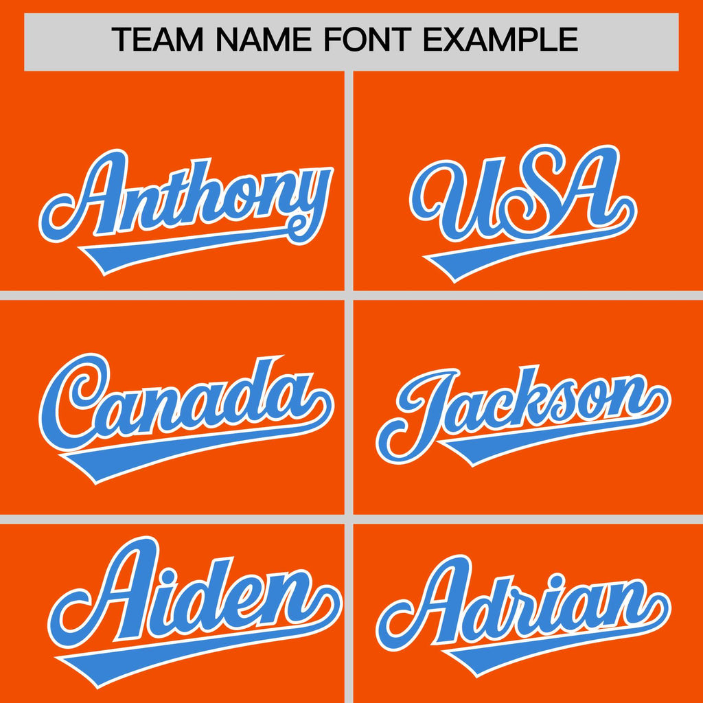 Custom Orange Powder Blue Color Block Varsity Full-Snap Letterman Jacket Hoodie