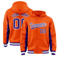 Custom Orange Purple Color Block Varsity Full-Snap Letterman Jacket Hoodie