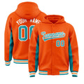 Custom Orange Aqua Color Block Varsity Full-Snap Letterman Jacket Hoodie